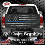 Police Distressed Thin Blue Line Flag Tailgate Wrap