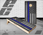 Police Flag Diamond Plate Cornhole Boards