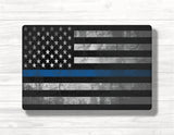 Police Flag Distressed Wood Print