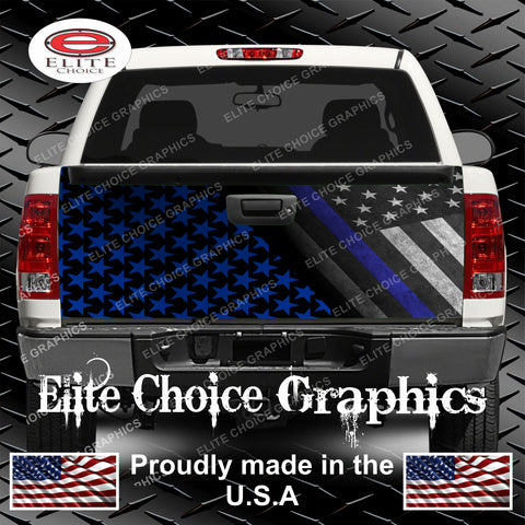 Police Thin Blue Line Flag Tailgate Wrap