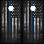 Police Thin Blue Line Flag UV Direct Print Cornhole Tops