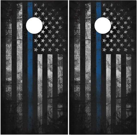 Police Thin Blue Line Flag UV Direct Print Cornhole Tops