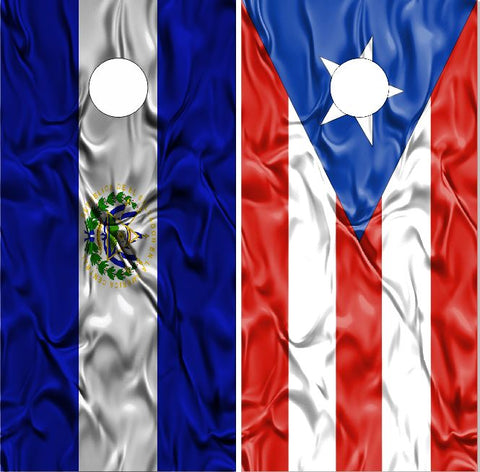 Puerto Rican El Salvador Flag UV Direct Print Cornhole Tops
