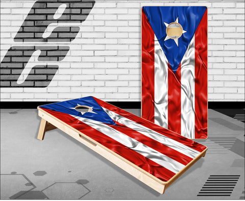 Puerto Rican Flag Wavy Cornhole Boards