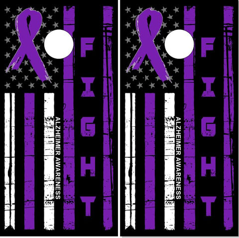 Purple Ribbon Awareness Flag UV Direct Print Cornhole Tops