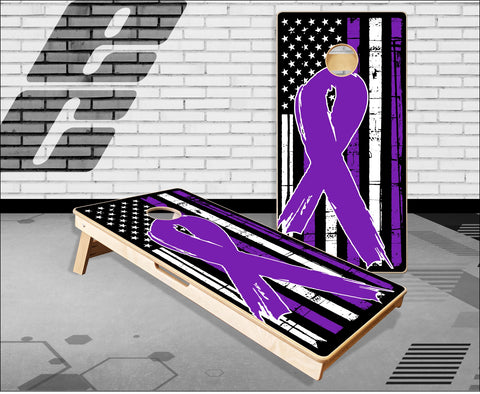 Purple Ribbon Cornhole Boards
