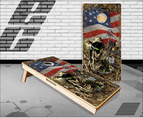 Reaper American Flag Camo Cornhole Boards