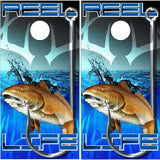 Red Fish Carbon Life Cornhole Wrap