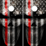 Red Line Skull Flag Cornhole Tops