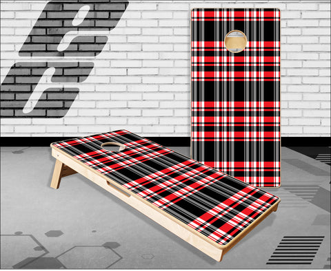 Red Plaid Cornhole Boards