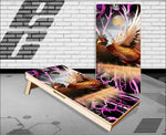 Ringneck Pheasant Obliteration Skull Pink Camo Cornhole Boards