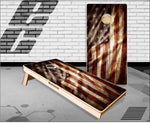 Rustic American Flag Wood Cornhole Boards