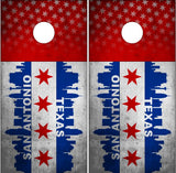 San Antonio Texas Grunge Flag UV Direct Print Cornhole Tops