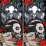 See Speak Hear No Evil Skull Rose Gentleman UV Direct Print Cornhole Tops