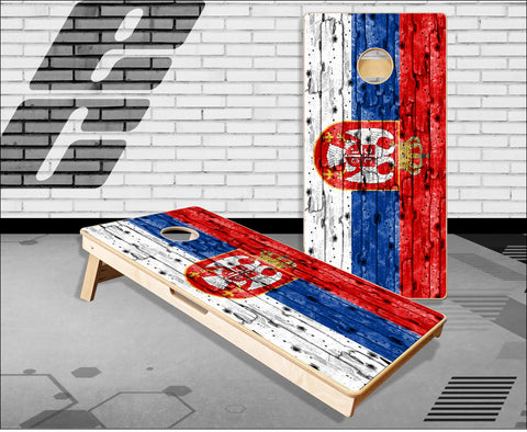 Serbia Flag Wood Cornhole Boards