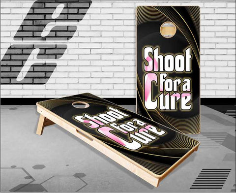 Shoot For A Cure Pink Ribbon Cornhole Boards