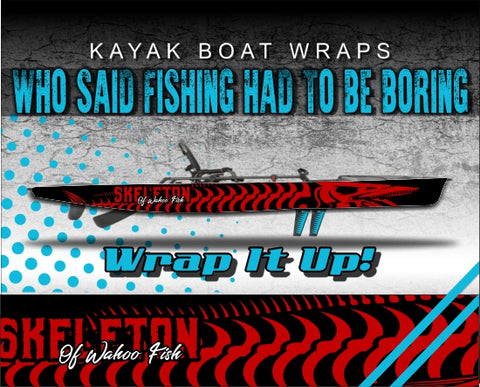 Skeleton of Wahoo Kayak Vinyl Wrap Kit Graphic Decal/Sticker 12ft and 14ft