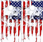 Skull Smoke Flag Cornhole Wrap