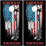Stand For The Flag Kneel For the Fallen UV Direct Print Cornhole Tops