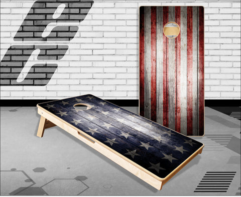 Stars and Bars American Flag Wood Cornhole Boards