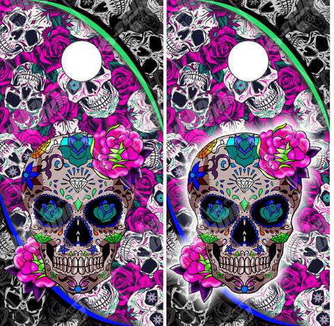 Sugar Skull Pink Cornhole Wrap