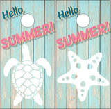 Summer Starfish Turtle Wood UV Direct Print Cornhole Tops