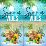 Summer Vibes Beach Scene UV Direct Print Cornhole Tops