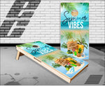Summer Vibes Beach Scene Cornhole Boards