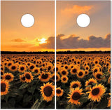 Sunflower Field Sunset Cornhole Wrap