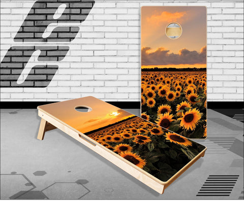 Sunflower Field Sunset Cornhole Boards