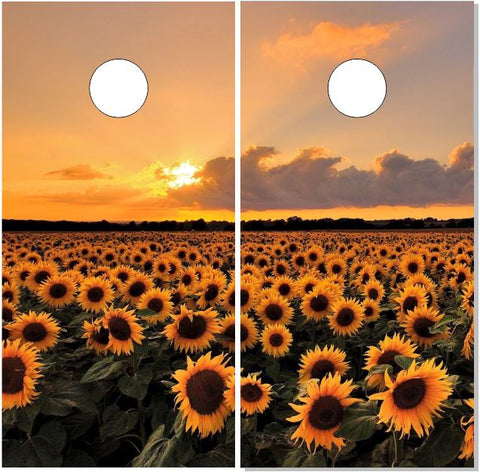 Sunflower Field Sunset UV Direct Print Cornhole Tops