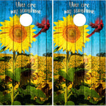 Sunflower Sunshine Wood Cornhole Wrap