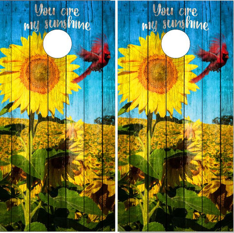 Sunflower Sunshine Wood Cornhole Wrap