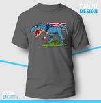 T Rex Dinosaur American Flag Kids Unisex T-Shirt