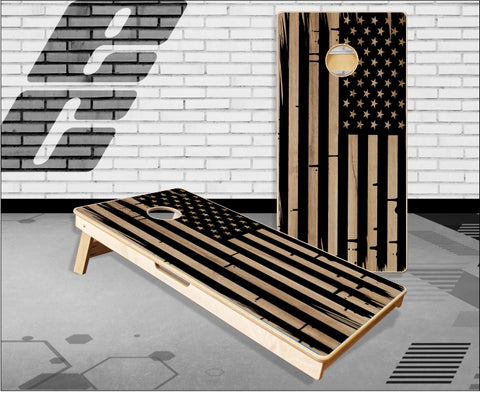 Tattered American Flag Wood Cornhole Boards