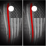 Tattered Thin Red Line Flag Cornhole Wrap