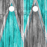 Teal Beach Wood UV Direct Print Cornhole Tops