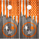 Tennessee Flag Orange Wood UV Direct Print Cornhole Tops