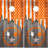 Tennessee Flag Orange Wood UV Direct Print Cornhole Tops