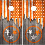 Tennessee Flag Orange Wood Cornhole Wrap