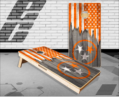 Tennessee Flag Orange Cornhole Boards