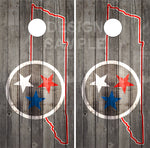 Tennessee State American Flag Wood Cornhole Wrap