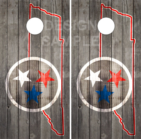 Tennessee State American Flag Wood UV Direct Print Cornhole Tops