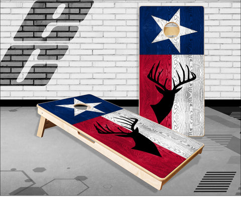 Texas Flag Buck Cornhole Boards