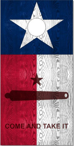 Texas Flag Come Take It UV Direct Print Cornhole Tops