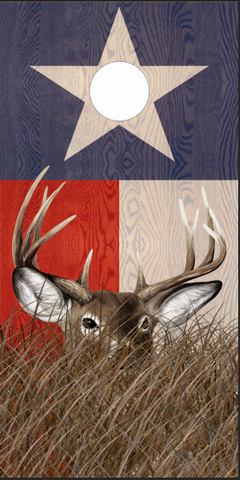 Texas Flag Deer in Grass UV Direct Print Cornhole Tops