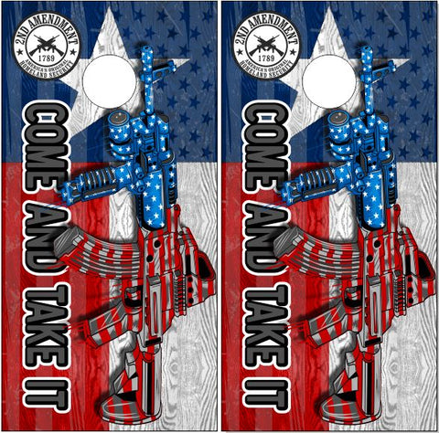 Texas Flag Gun Rights UV Direct Print Cornhole Tops