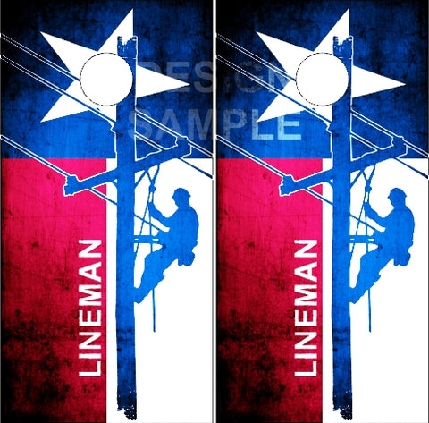 Texas Flag Lineman Distressed UV Direct Print Cornhole Tops