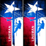 Texas Flag Lineman Distressed Cornhole Wrap