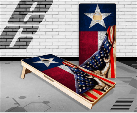 Texas Flag Pull Cornhole Boards